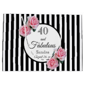 40 en fabuleuze zwarte strepen roze floralennaam groot cadeauzakje (Achterkant)