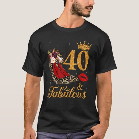 40 En Fabulous 40 Jaar Oud Koningin Hoge Hakken Le T-shirt (Voorkant)