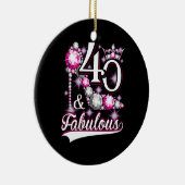 40 en Fabulous 40 jaar oude 40e verjaardag Diamond Keramisch Ornament (Rechts)