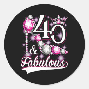 40 en Fabulous 40 jaar oude 40e verjaardag Diamond Ronde Sticker