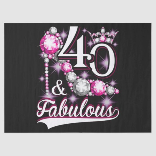 40 en Fabulous 40 jaar oude 40e verjaardag Diamond Tissuepapier (Voorkant)