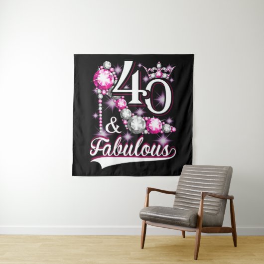 40 en Fabulous 40 jaar oude 40e verjaardag Diamond Wandkleed (In situ)