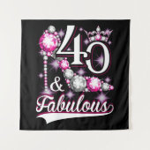 40 en Fabulous 40 jaar oude 40e verjaardag Diamond Wandkleed (Voorkant)