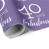 40 en Fabulous 40e verjaardag Violet en wit Cadeaupapier (Rol Hoek)