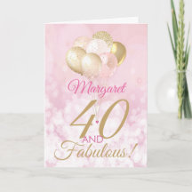 40 en Fabulous 40h Verjaardag Glitter Ballon Kaart