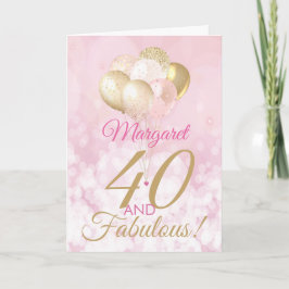 40 en Fabulous 40h Verjaardag Glitter Ballon Kaart