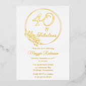 40 en Fabulous 40ste verjaardagsfeestje gestempeld Folie Uitnodiging (Voorkant)