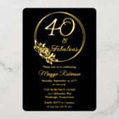 40 en Fabulous 40ste verjaardagsfeestje gestempeld Folie Uitnodiging (Voorkant)