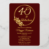 40 en Fabulous 40ste verjaardagsfeestje gestempeld Folie Uitnodiging (Voorkant)