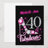 40 en Fabulous, 40th Birthday, elke naam, bewerkba Feestdagenkaart (Voorkant / Achterkant)