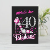 40 en Fabulous, 40th Birthday, elke naam, bewerkba Feestdagenkaart (Staand voorkant)