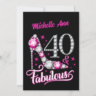40 en Fabulous, 40th Birthday, elke naam, bewerkba Feestdagenkaart