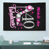 40 en Fabulous, 40th Birthday, elke naam, bewerkba Spandoek (Beurs)