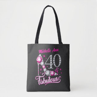 40 en Fabulous, 40th Birthday, elke naam, bewerkba Tote Bag