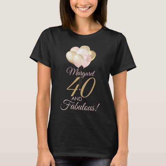 40 en Fabulous 40th Birthday Glitter Balloon T-shirt (Voorkant)