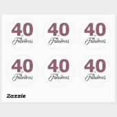 40 en Fabulous 40th Birthday Hot Pink Black Zebra Ronde Sticker (Vel)