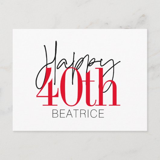 40 en Fabulous 40th Birthday Kaart (Voorkant)