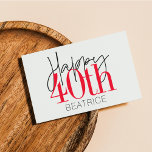 40 en Fabulous 40th Birthday Kaart<br><div class="desc">Het vieren van 40-jarige stijl met dit leuke rode en zwarte 40ste verjaardagsontwerp. De naam en de datum kunnen gemakkelijk worden aangepast.</div>