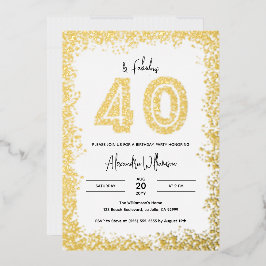 40 en Fabulous 40th Birthday Party Real Gold Folie Uitnodiging
