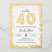 40 en Fabulous 40th Birthday Party Real Gold Folie Uitnodiging (Voorkant)
