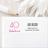 40 en Fabulous 40th Birthday Return Address Label (Insitu)