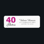 40 en Fabulous 40th Birthday Return Address Label<br><div class="desc">40 en Fabulous 40th Birthday Address Label. De woorden "40 en Fabulous" in roze glitter en zwart worden geplaatst met behulp van populaire typografie. De bijbehorende producten zoals een uitnodigingskaart,  postzegel en envelop zijn beschikbaar in onze winkel. Ook beschikbaar in andere kleuren.</div>
