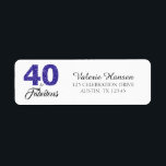 40 en Fabulous 40th Birthday Return Address Label<br><div class="desc">40 en Fabulous 40th Birthday Address Label. De woorden "40 en Fabulous" in koninklijk blauw glitter en zwart worden geplaatst met behulp van populaire typografie. De bijbehorende producten zoals een uitnodigingskaart,  postzegel en envelop zijn beschikbaar in onze winkel. Ook beschikbaar in andere kleuren.</div>
