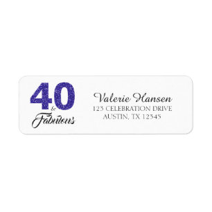 40 en Fabulous 40th Birthday Return Address Label