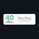 40 en Fabulous 40th Birthday Return Address Label<br><div class="desc">40 en Fabulous 40th Birthday Address Label. De woorden "40 en Fabulous" in groene glitter en zwart worden ingesteld met behulp van populaire typografie. De bijbehorende producten zoals een uitnodigingskaart,  postzegel en envelop zijn beschikbaar in onze winkel. Ook beschikbaar in andere kleuren.</div>