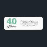 40 en Fabulous 40th Birthday Return Address Label<br><div class="desc">40 en Fabulous 40th Birthday Address Label. De woorden "40 en Fabulous" in groene glitter en zwart worden ingesteld met behulp van populaire typografie. De bijbehorende producten zoals een uitnodigingskaart,  postzegel en envelop zijn beschikbaar in onze winkel. Ook beschikbaar in andere kleuren.</div>