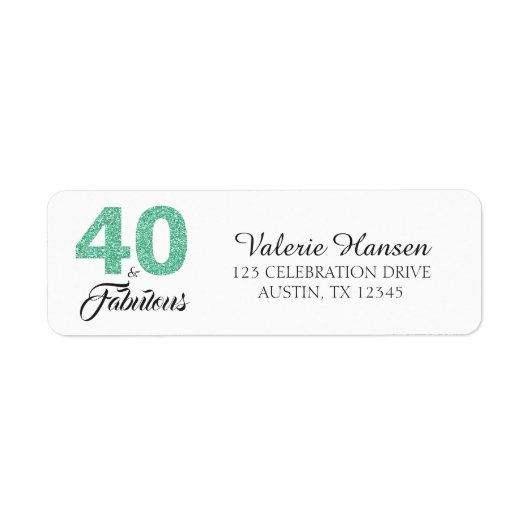40 en Fabulous 40th Birthday Return Address Label (Voorkant)