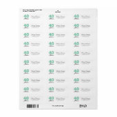 40 en Fabulous 40th Birthday Return Address Label (Full Sheet)