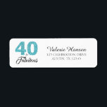 40 en Fabulous 40th Birthday Return Address Label<br><div class="desc">40 en Fabulous 40th Birthday Address Label. De woorden "40 en Fabulous" in blauw glitter en zwart worden ingesteld met behulp van populaire typografie. De bijbehorende producten zoals een uitnodigingskaart,  postzegel en envelop zijn beschikbaar in onze winkel. Ook beschikbaar in andere kleuren.</div>