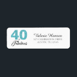 40 en Fabulous 40th Birthday Return Address Label<br><div class="desc">40 en Fabulous 40th Birthday Address Label. De woorden "40 en Fabulous" in blauw glitter en zwart worden ingesteld met behulp van populaire typografie. De bijbehorende producten zoals een uitnodigingskaart,  postzegel en envelop zijn beschikbaar in onze winkel. Ook beschikbaar in andere kleuren.</div>