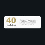40 en Fabulous 40th Birthday Return Address Label<br><div class="desc">40 en Fabulous 40th Birthday Address Label. De woorden "40 en Fabulous" in gouden glitter en zwart worden geplaatst met behulp van populaire typografie. De bijbehorende producten zoals een uitnodigingskaart,  postzegel en envelop zijn beschikbaar in onze winkel. Ook beschikbaar in andere kleuren.</div>