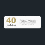 40 en Fabulous 40th Birthday Return Address Label<br><div class="desc">40 en Fabulous 40th Birthday Address Label. De woorden "40 en Fabulous" in gouden glitter en zwart worden geplaatst met behulp van populaire typografie. De bijbehorende producten zoals een uitnodigingskaart,  postzegel en envelop zijn beschikbaar in onze winkel. Ook beschikbaar in andere kleuren.</div>