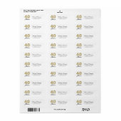 40 en Fabulous 40th Birthday Return Address Label (Full Sheet)