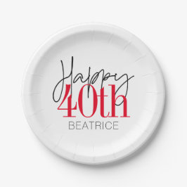 40 en Fabulous 40th Birthday Script Papieren Bordje