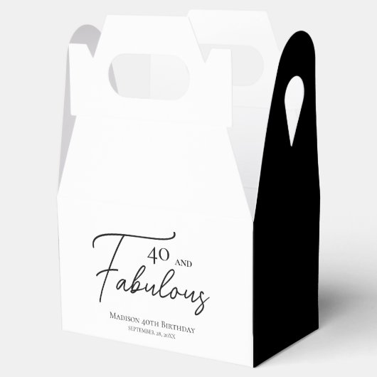 40 en Fabulous 40th Black & White Verjaardag Bedankdoosjes (Geopend)