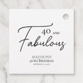 40 en Fabulous 40th Black & White Verjaardag Bedankjes Labels (Achterkant)