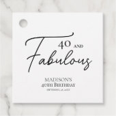 40 en Fabulous 40th Black & White Verjaardag Bedankjes Labels (Voorkant)