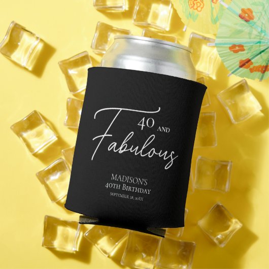 40 en Fabulous 40th Black & White Verjaardag Blikjeskoeler (Insitu Zomer)