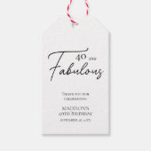 40 en Fabulous 40th Black & White Verjaardag Cadeaulabel (Voorkant)