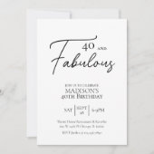 40 en Fabulous 40th Black & White Verjaardag Kaart (Voorkant)