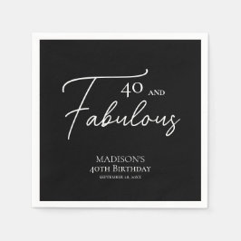 40 en Fabulous 40th Black & White Verjaardag Servet