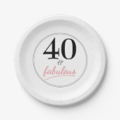 40 en Fabulous 40th Verjaardagspartij Papier Bord (Voorkant)