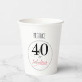 40 en Fabulous 40th Verjaardagspartij Papier Papieren Bekers (Voorkant)