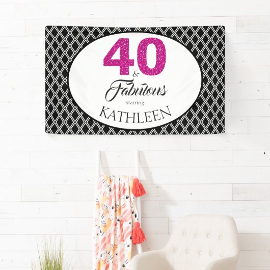 40 en Fabulous Aangepaste 40e verjaardag Spandoek (Insitu)