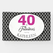 40 en Fabulous Aangepaste 40e verjaardag Spandoek (Horizontaal)