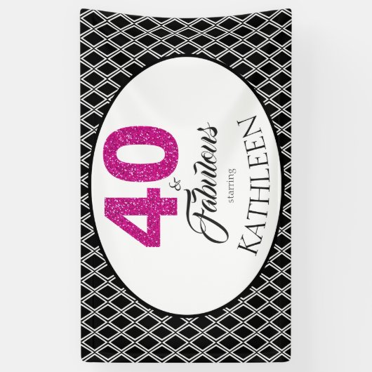 40 en Fabulous Aangepaste 40e verjaardag Spandoek (Verticaal)